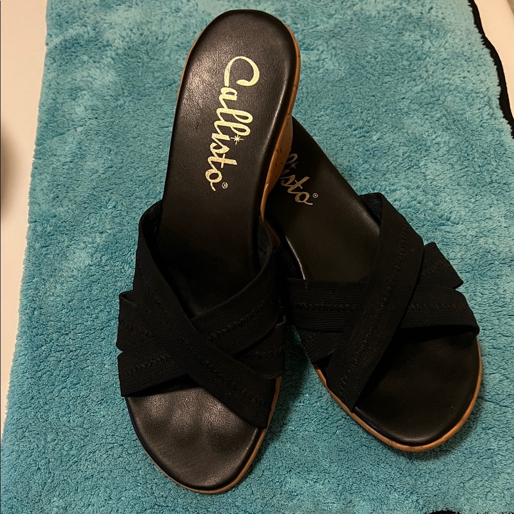 Callisto Women's Black Crisscross Mules, Size 8 EUC